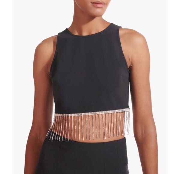 Staud NWT Kaz Top Bedazzled Fringe Crop Top Size 2 - Picture 1 of 6